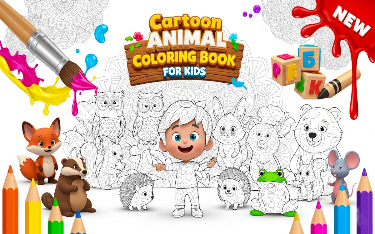 Cartoon Animal Coloring Book for Kids